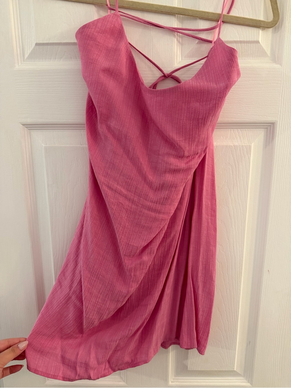 Zara Pink Draped Spaghetti-Strap Mini Dress